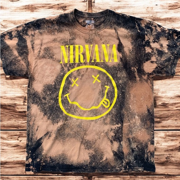 NIRVANA Black Bleached Graphic T-Shirt XL - Picture 1 of 3
